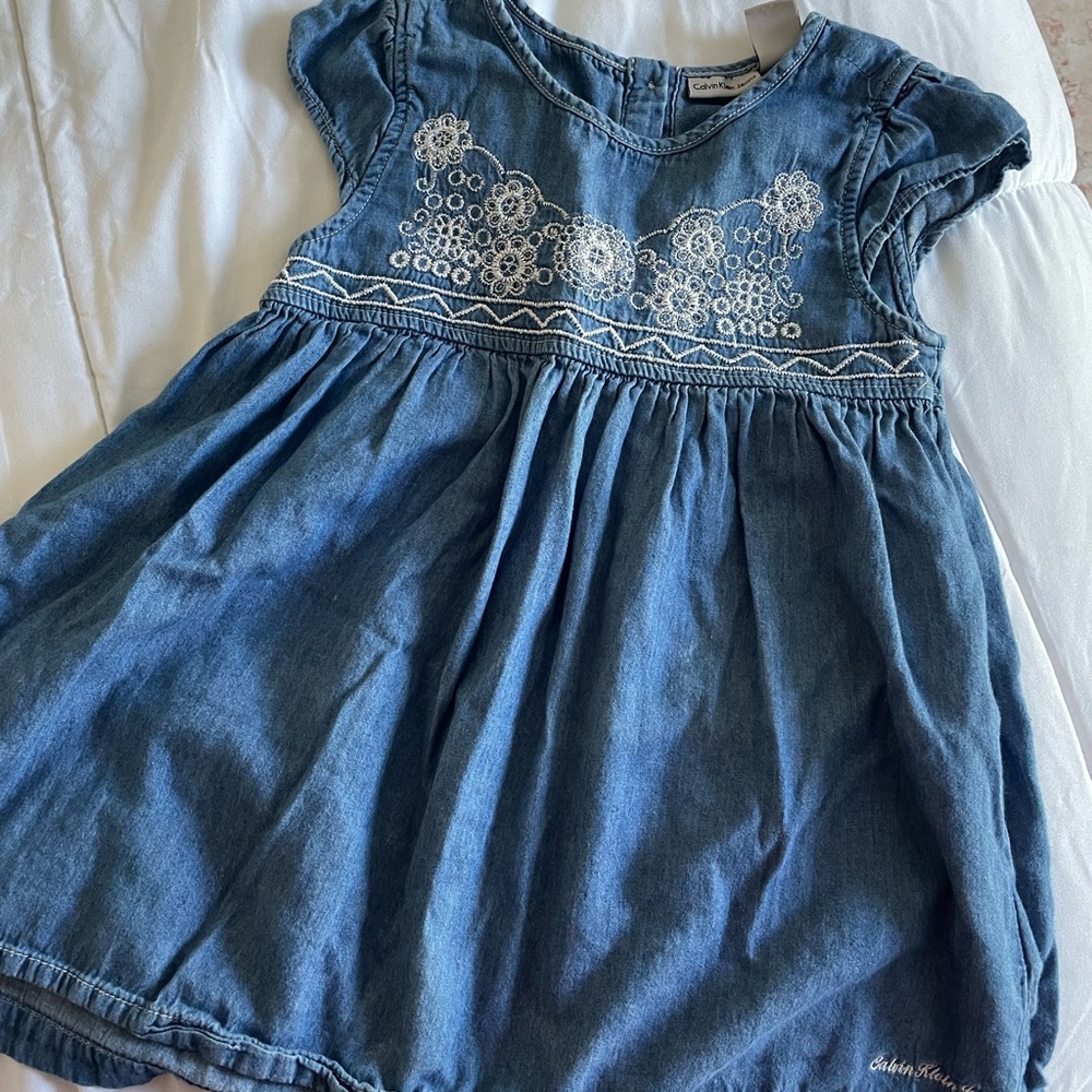 Calvin Klein Jeans Denim Dress with White Embroidery